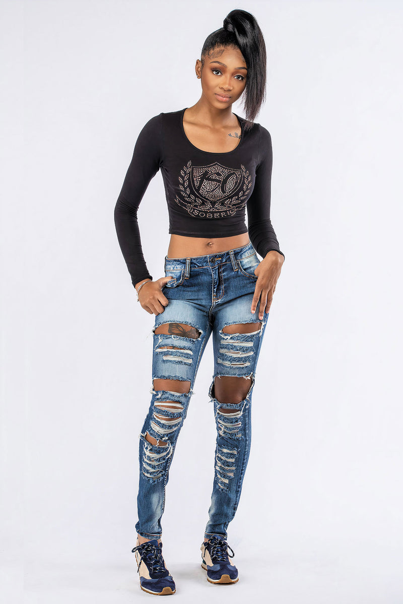 Blue Rage BLU RAGE Heavy Distressed Skinny Jeans – ISOBERIC